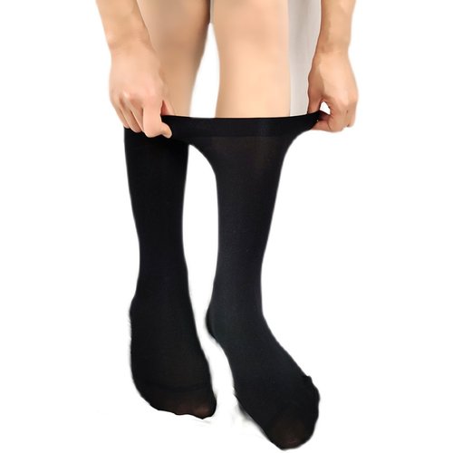 春季加长短袜女5双黑色常规天鹅绒不透肉30厘米美腿加大中筒丝袜 - 图3