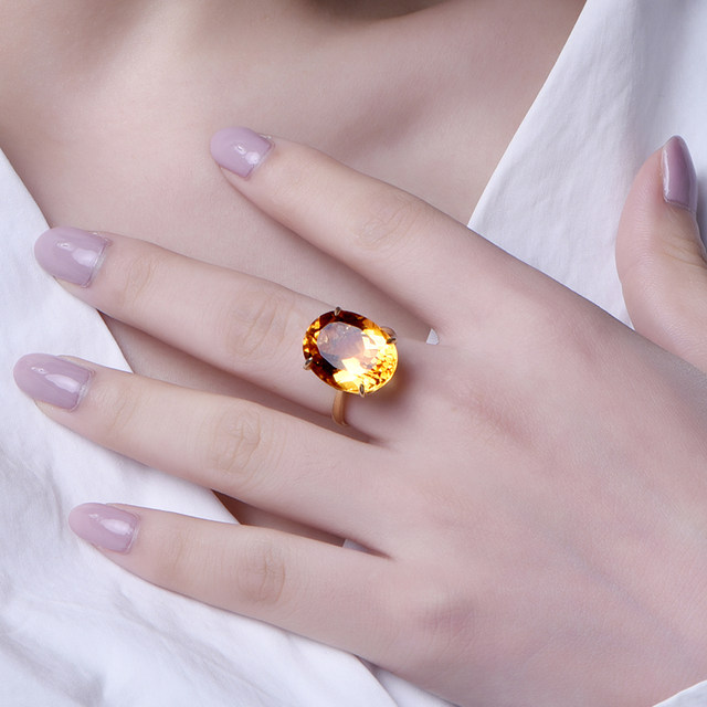 18K gold diamond and citrine ring