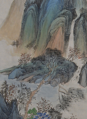 纯手绘国画山水原创作品装饰画办公室挂画68*34厘米
