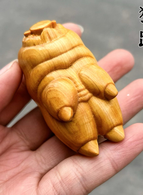 崖柏木猪蹄手把件文玩手捻把玩件实木雕刻猪脚猪手把玩件朋友礼物