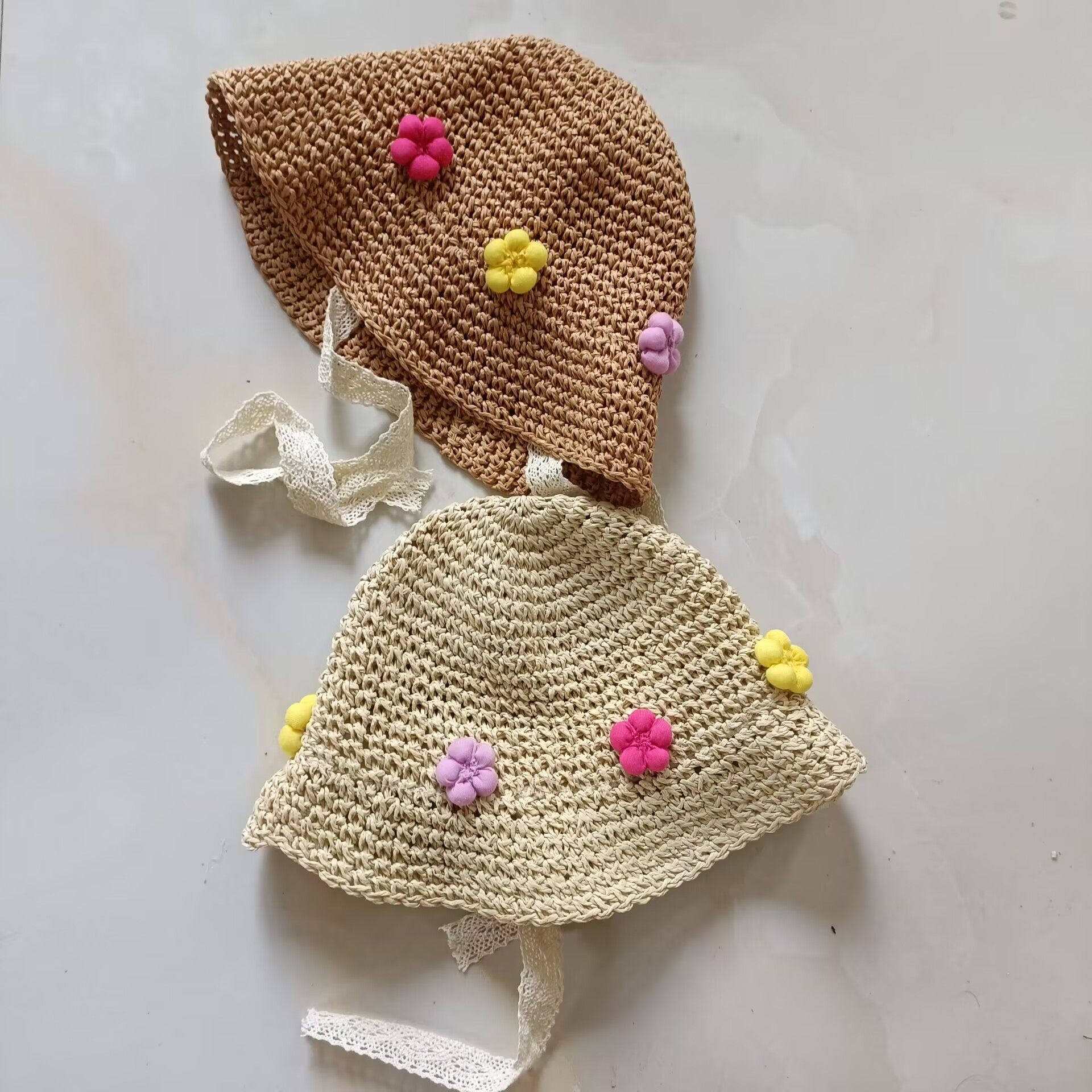 ins风小女孩夏款洋气花朵蕾丝飘带草遮阳手工草帽甜美风儿童草帽6,淘宝优惠券,粉丝福利购,淘宝优惠卷