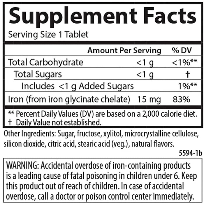 美国CarlsonLabs康一生儿童铁咀嚼片甘氨酸螯合铁草莓味15mg30片 - 图1