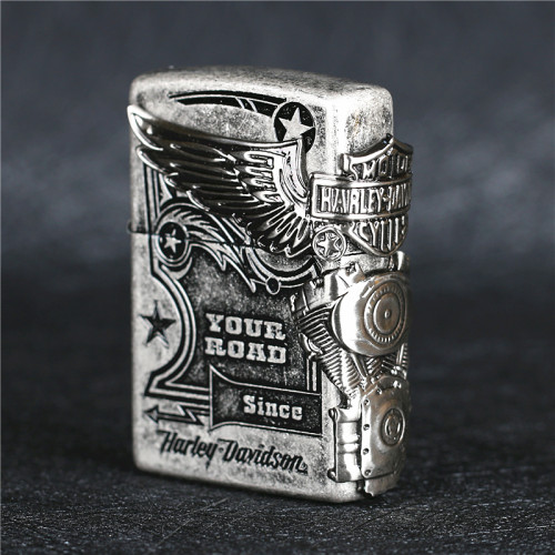 zippo芝宝打火机 日版哈雷侧鹰发动机古银HDP-27 28 翅膀男士礼品 - 图0