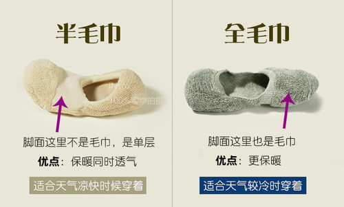 女士全毛巾船袜毛圈底秋冬低帮短袜纯色隐形硅胶防滑纯棉吸汗柔软 - 图0