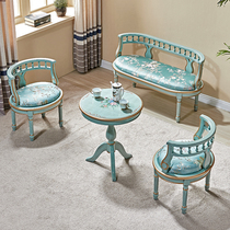 American casual table and chairs combined retro single sofa chair for guests in talks with small round table color drawing edge a few small families