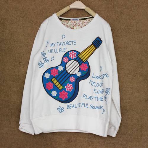 2024新款春秋装rough学生纯棉绣花大提琴卫衣女宽松趣味上衣外套 - 图3