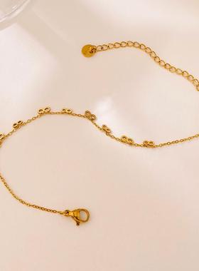 跨境简约手链女士钛钢个性无穷符号百搭8字金色手链气质高级轻奢