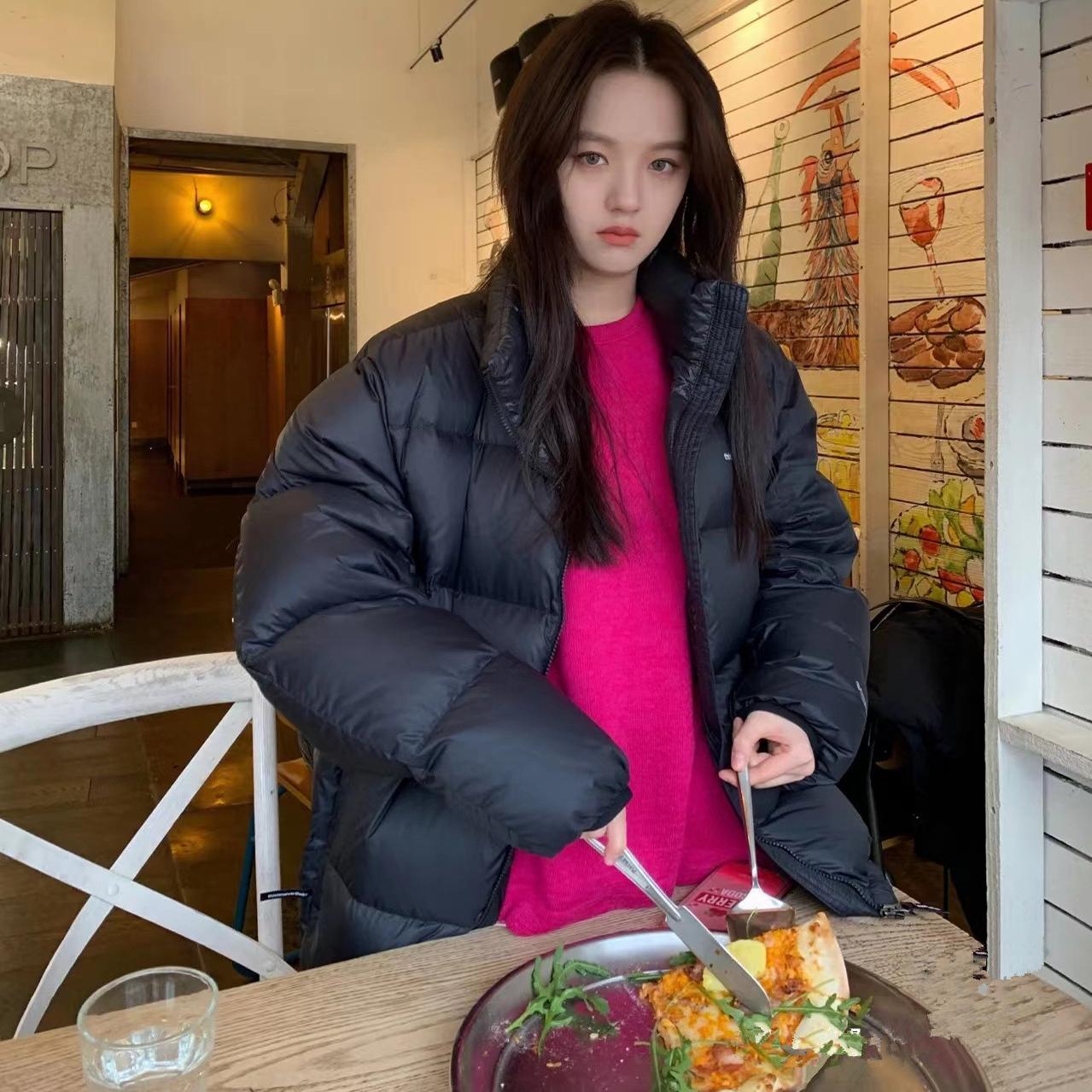 宽松加厚短款立领thisisneverthat羽绒服男女同款冬装面包服外套