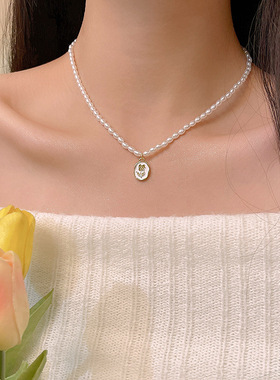 女玫瑰花吊坠锁骨项链