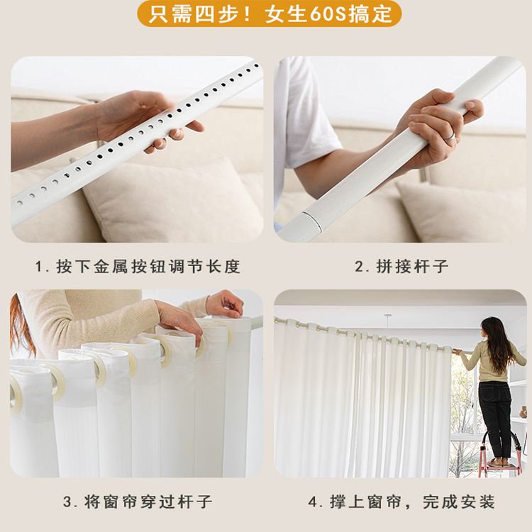 Linen gauze curtains, punch-free curtain installation, indoor partition curtains, hanging curtains, printing, living room, bedroom curtains, half curtains