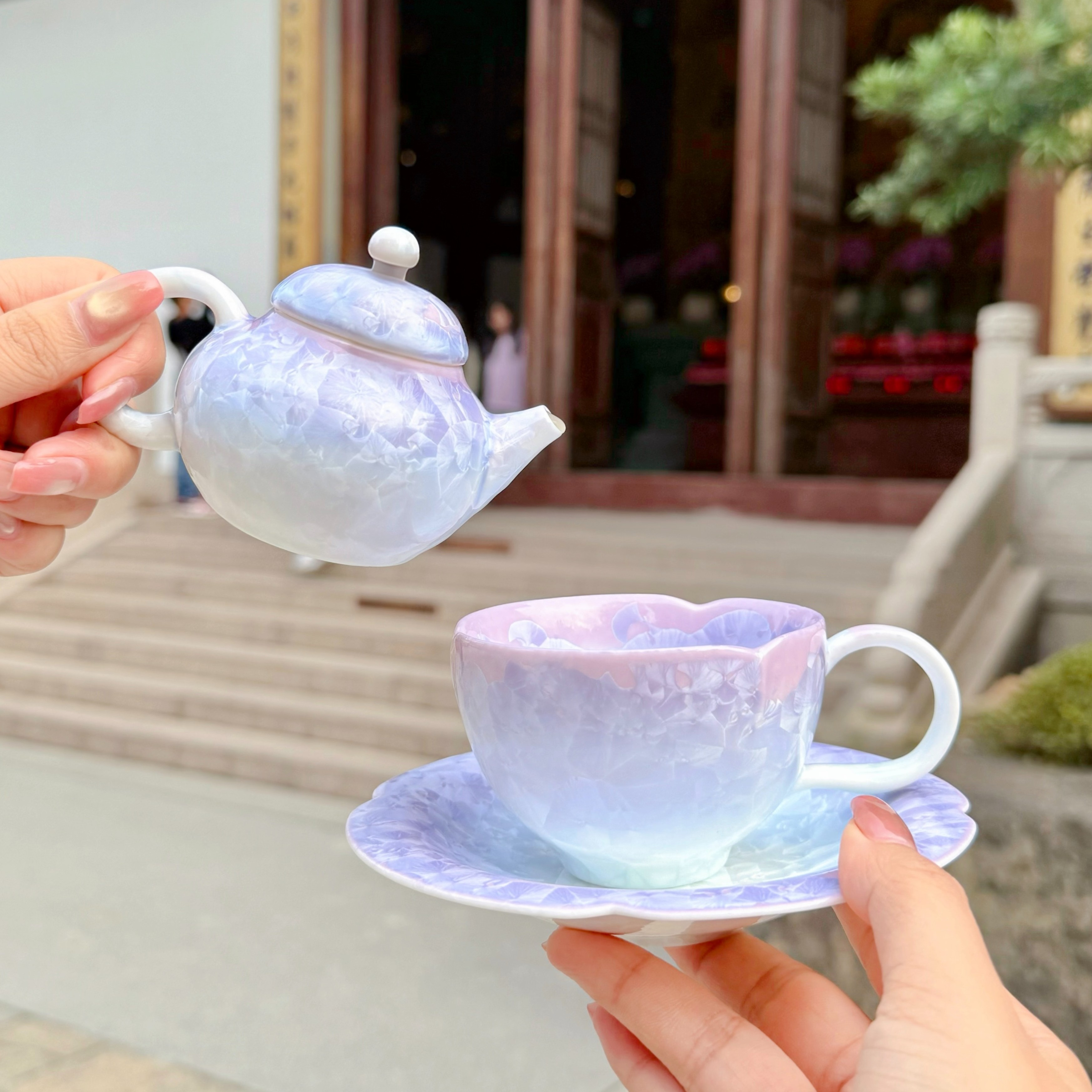 灵隐景区文创星紫杯组渐变紫冰裂纹陶瓷茶室品茗杯桌面摆件 7383,淘宝优惠券,粉丝福利购,淘宝优惠卷