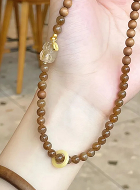 【淡淡檀香】老山檀 库克貔貅双圈 新中式双圈手串 3097