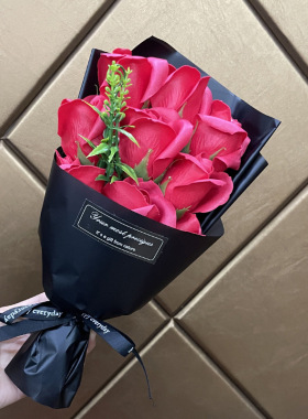 厂家直销9朵玫瑰香皂花束情人节礼盒玫瑰创意DIY热圣诞节礼