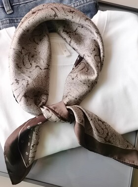 双色拼接阿美咔叽中性腰果花丝巾