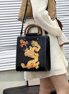 中国风真皮包大容量单肩