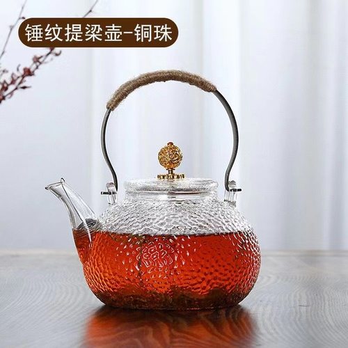 提梁壶烧水煮茶玻璃带盖把手可加热网耐高温中式家用商用茶壶套装 - 图2