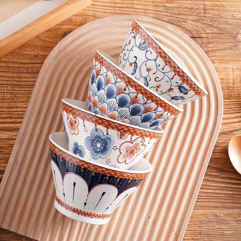 饭碗陶瓷家用高脚斗笠小碗可爱创意小清新吃饭日式5英寸餐具米饭