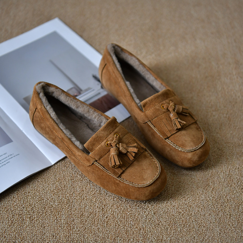 皮厚先生 时尚加绒圆头深口单鞋女平底冬季保暖柔软猪皮勃肯鞋子,淘宝优惠券,粉丝福利购,淘宝优惠卷