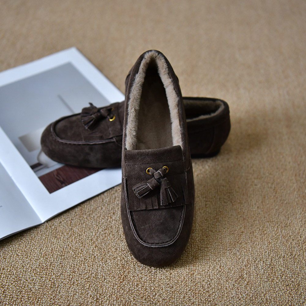 皮厚先生 时尚加绒圆头深口单鞋女平底冬季保暖柔软猪皮勃肯鞋子,淘宝优惠券,粉丝福利购,淘宝优惠卷