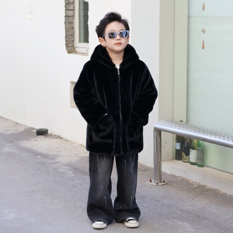 2025冬季男童女童皮草水貂毛外套儿童中长款带帽宝宝棉服加厚大衣,淘宝优惠券,粉丝福利购,淘宝优惠卷