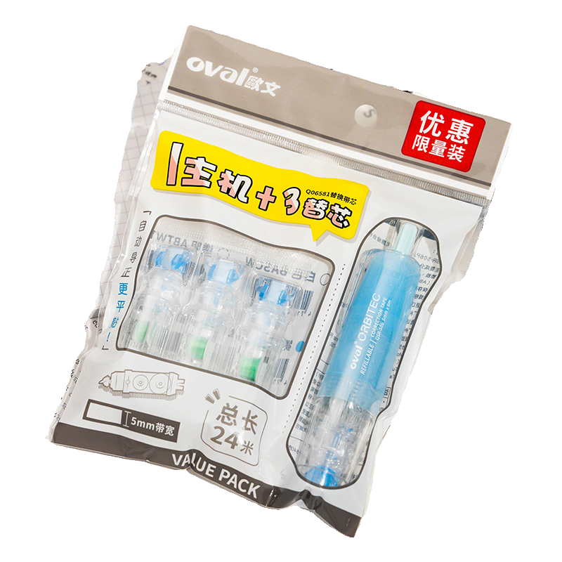 Oval Owen correction with pen-shaped push-button replaceable core