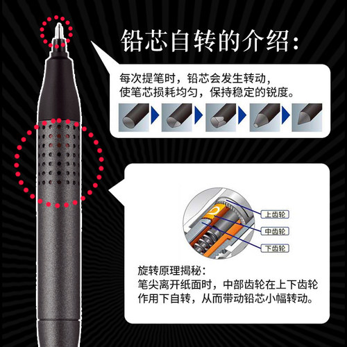 日本uni三菱自动铅笔m5-1030金属kuru toga旋转二倍绘画专用0.5 - 图1