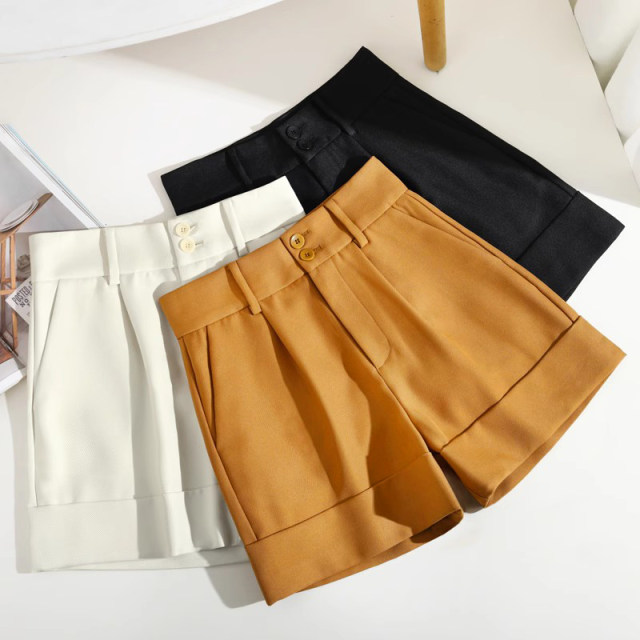 ໂສ້ງຂາສັ້ນ A-line curled slimming anti-wrinkle slimming shorts for women