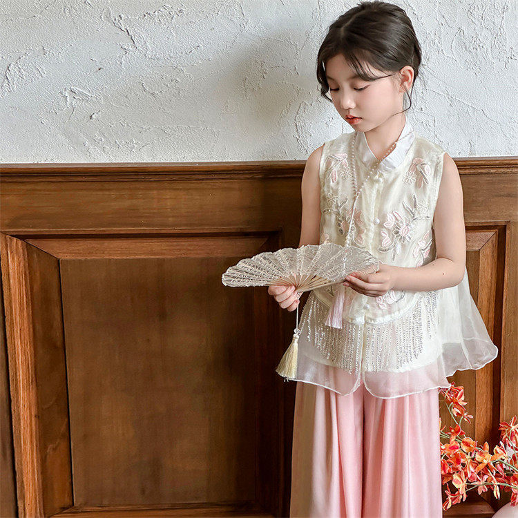 女童新中式汉服套装夏季2025新款网红国风儿童旗袍阔腿裙裤两件套,淘宝优惠券,粉丝福利购,淘宝优惠卷