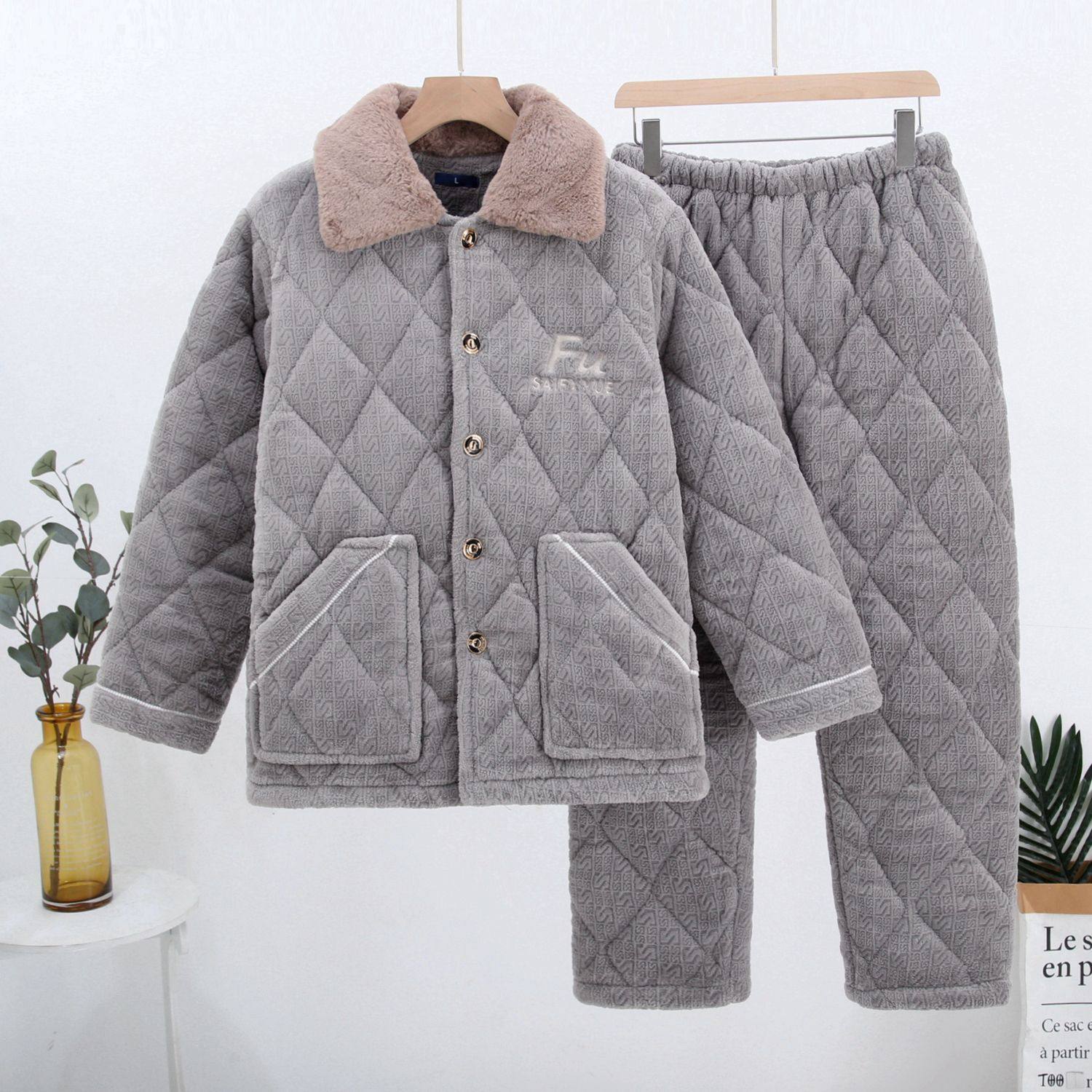 男式冬装睡衣2025新款加绒加厚珊瑚绒法兰冬天保暖三层夹棉居家服,淘宝优惠券,粉丝福利购,淘宝优惠卷