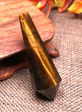 天然黄虎灵摆吊坠虎眼石项坠挂饰