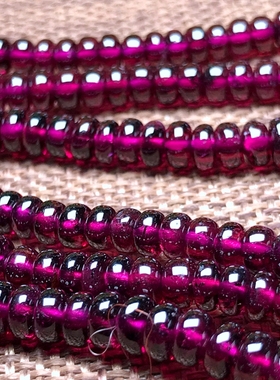 天然玫红石榴石盘珠女款手串礼物