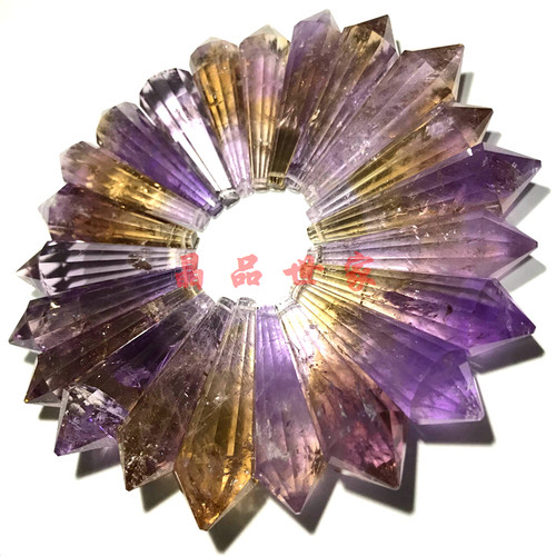 特价天然紫黄晶灵摆吊坠紫水晶滴水刻面紫晶挂坠男女项坠一物一图 - 图1