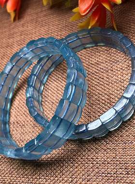 天然海蓝宝手牌托帕石蓝水晶手排