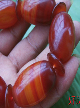 促销新款枣红老料玛瑙桶珠手串男士玉髓手链鼓珠时尚手饰原石珠子