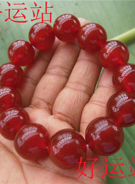 促销新款红玛瑙男士手链时尚手珠玉髓圆珠手串宝石颈饰16mm手饰