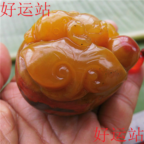 促销龙陵黄龙玉金蟾手把件观赏奇石黄蜡籽料男士手玩物手工艺术品 - 图2