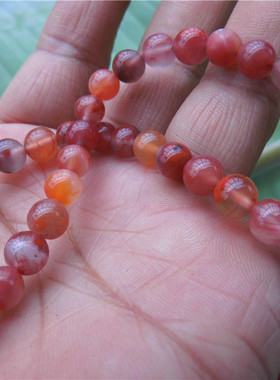 促销新款南红女生三圈手链柿子红玛瑙圆珠时尚手串冰飘手珠6MM项
