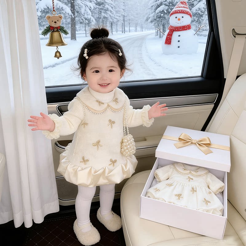 高端女童小香风背心裙冬2025新款小童公主裙周岁礼服女宝宝生日,淘宝优惠券,粉丝福利购,淘宝优惠卷