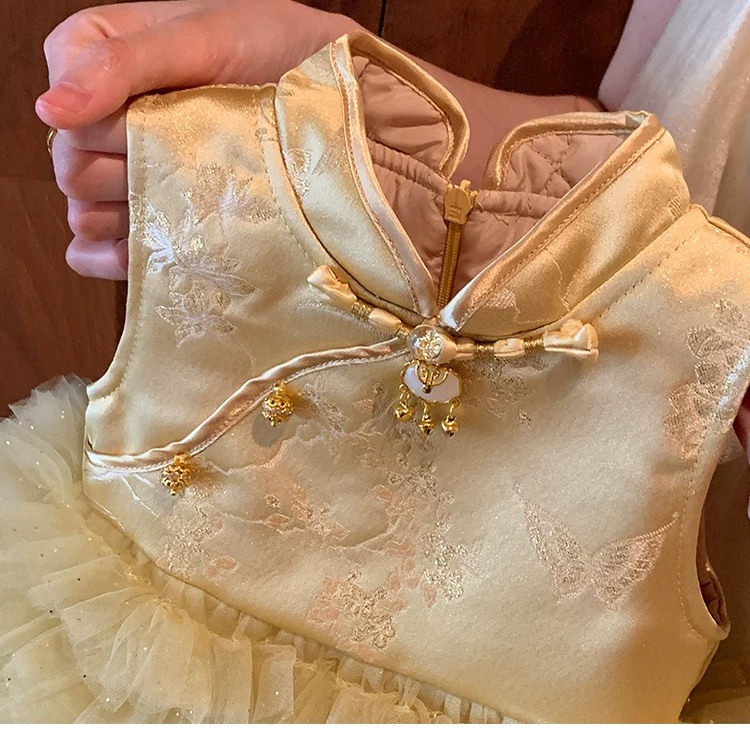 高端女童国风连衣裙冬装2025新款周岁礼服小童洋气公主裙女宝宝,淘宝优惠券,粉丝福利购,淘宝优惠卷