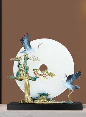 松鹤平安扣摆件新中式高档好礼