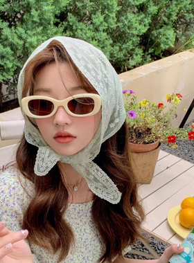 纯色镂空拍照丝巾领巾发带百搭女