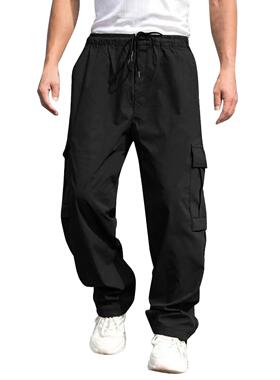 Men's Casual Cargo Pants with Elastic Drawstring Waist -