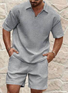 Men's Solid Color Short Sleeve Tee & Shorts Set Loose