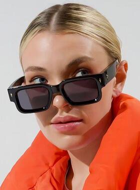 Rectangular Sunglasses for Women 2-Piece Set Chunky Black