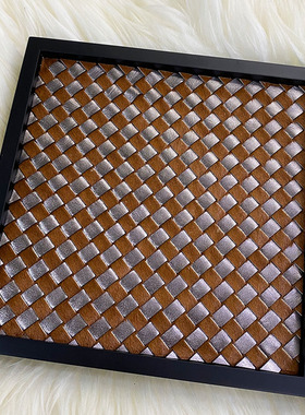 木摆件托盘欧式客厅编织托盘马毛