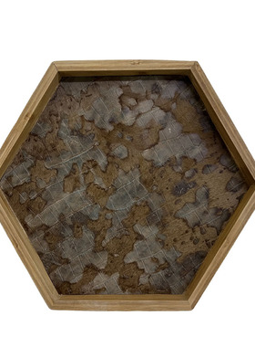 原创设计六边形托盘木质竹子真皮真毛轻奢新款香薰托盘ins收纳盘