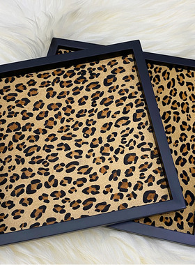 摆件客厅托盘马毛木质收纳复古风