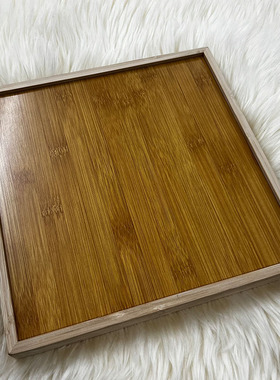 马毛竹子托盘菱形千眼玄关收纳桌面托盘摆件装饰首饰盘木复古风