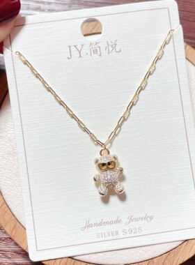 银饰纯银小熊时尚锁骨项链冷淡风