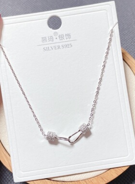 慕琦银饰通体S925纯银微镶绳结扣个性时尚锁骨项链女百搭气质